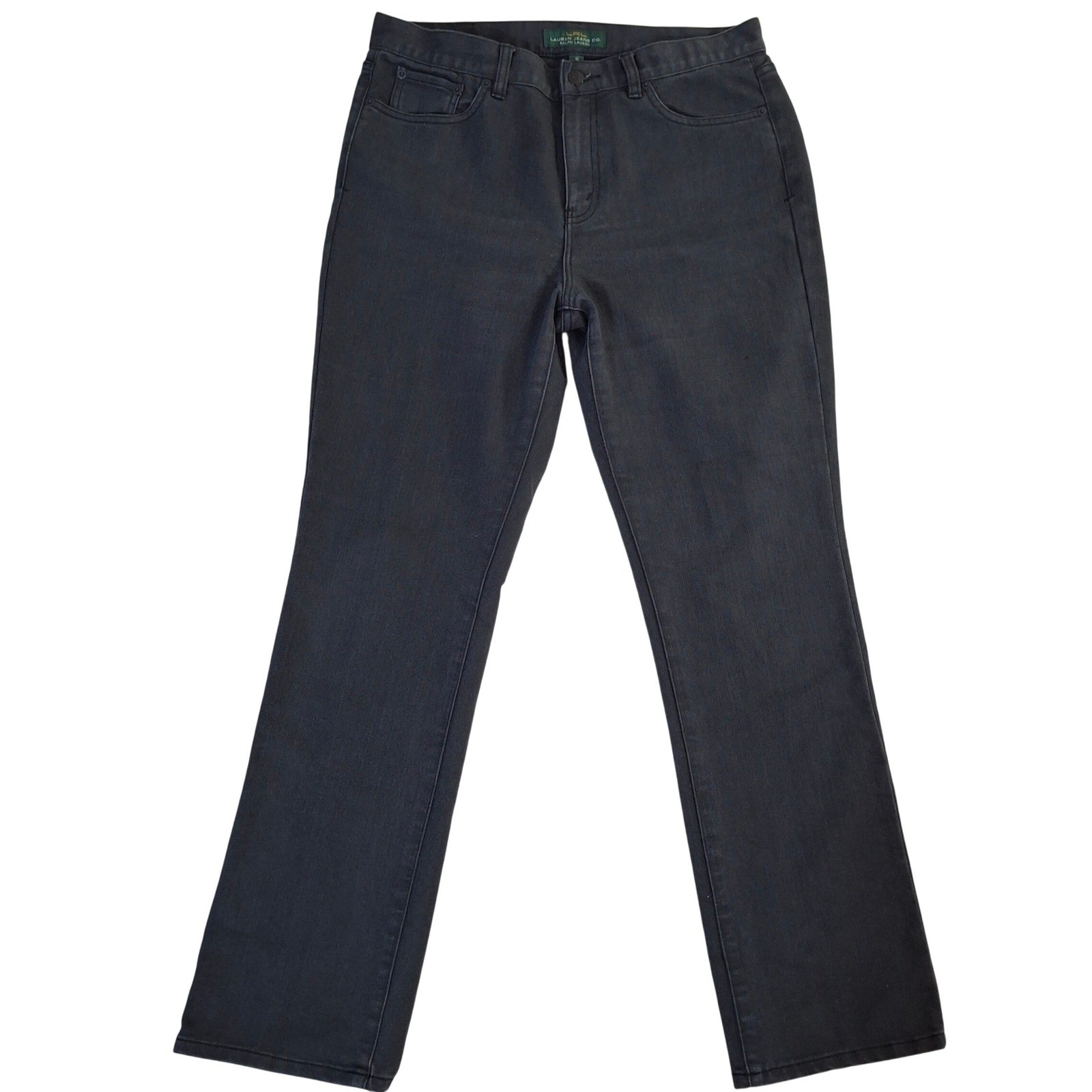 Lauren Ralph Lauren Classic Straight Leg Jeans Gray Dark Wash Womens 10 Stretch