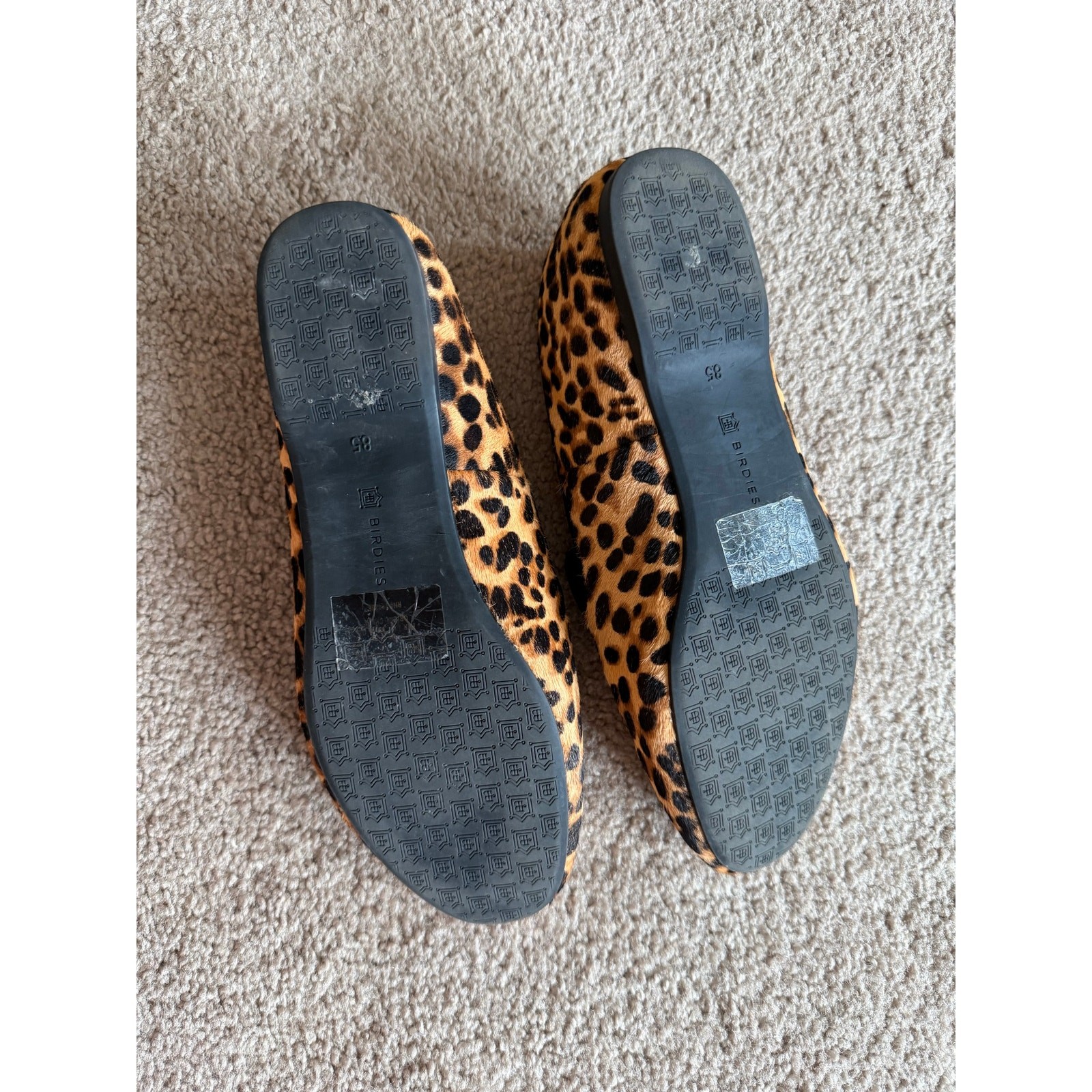 Birdies Starling Leopard Cheetah Print Calf Hair Designer Loafers Flats 8.5