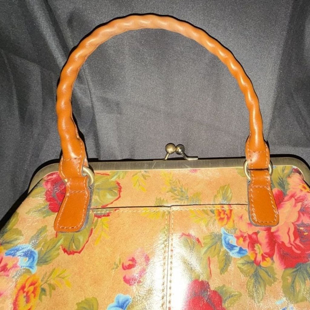 Patricia Nash Marcaria Floral Print Leather Frame Satchel