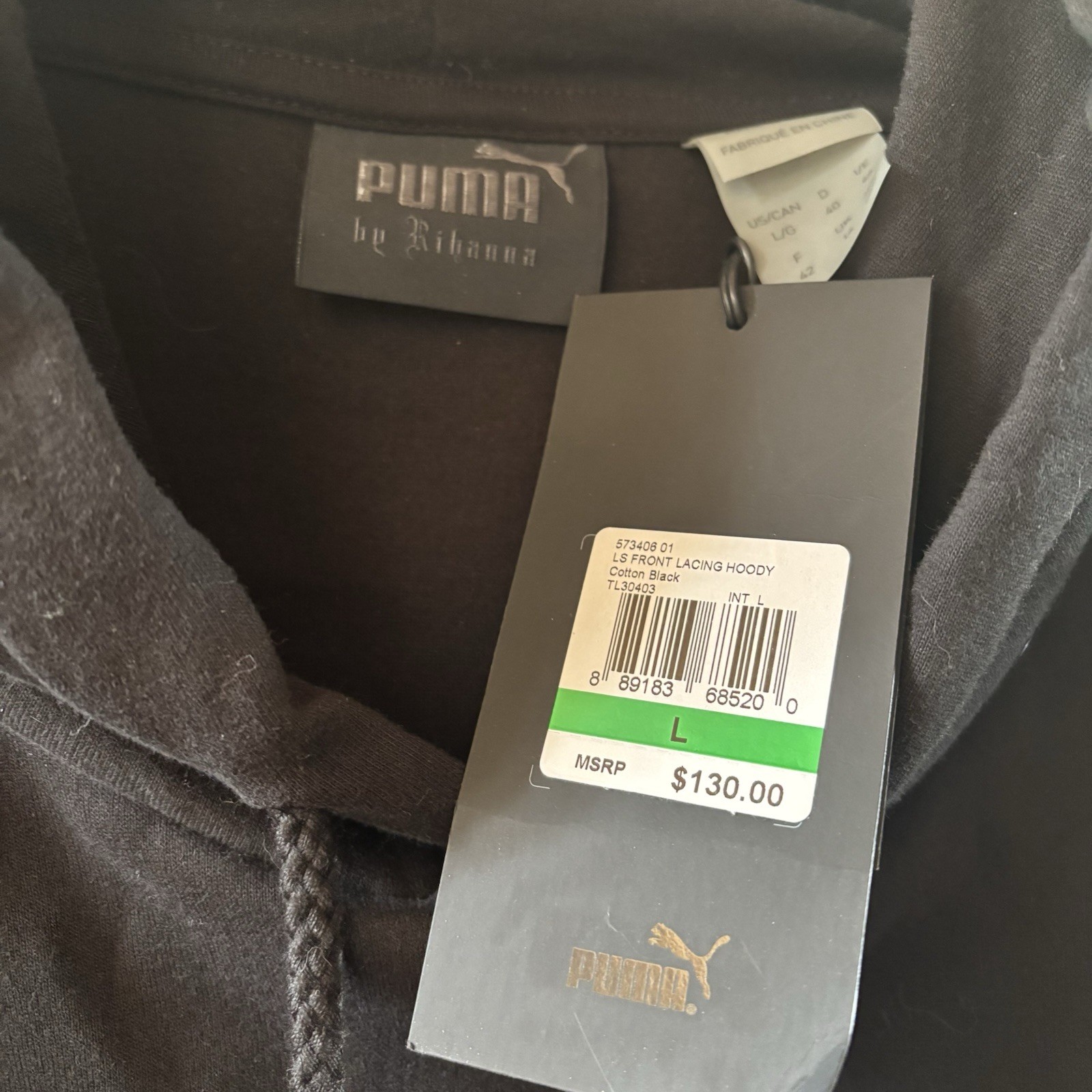 NWT Fenty x Puma by Rihanna Oversized Printed Hoodie Black Hitoshi Nomura LARGE