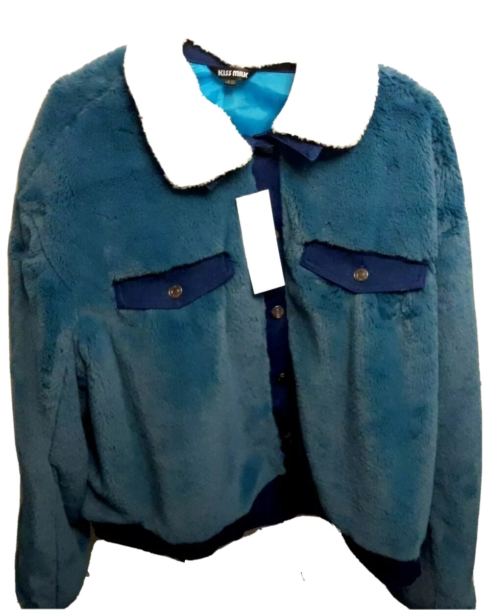 Womens KISS MILK Coat Size 20 Jacket Blue White Fall Spring Soft
