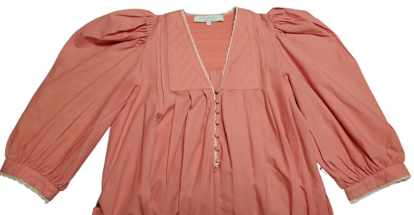 Hunter Bell Bowen Midi Dress Sz Small Coral Pink Peasant Feminine Cottagecore