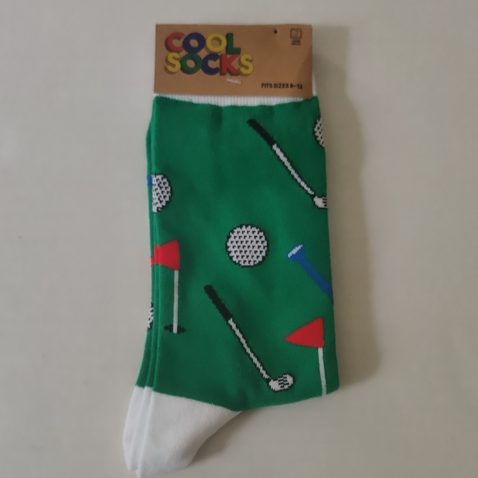 Cool Socks Men’s Golf Pattern Crew Socks, Green, Size 9-11