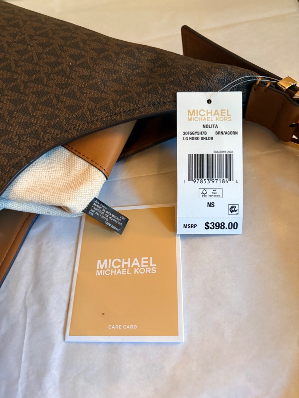 $398 Michael Kors Authentic Nolita Large Hobo New Handbag
