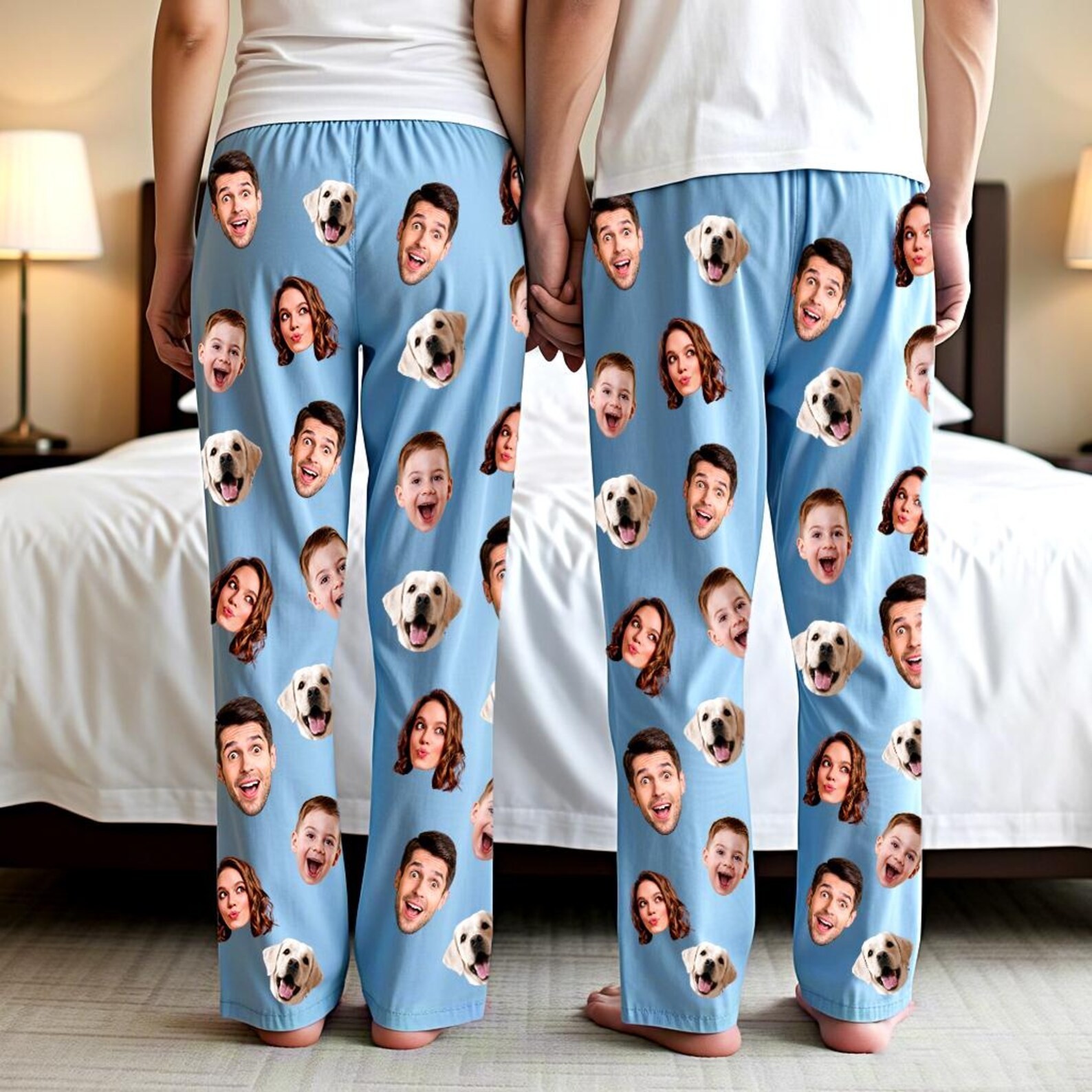 Custom Face Pajama Pants, Personalized Photo Gift for Him, Her & Couples