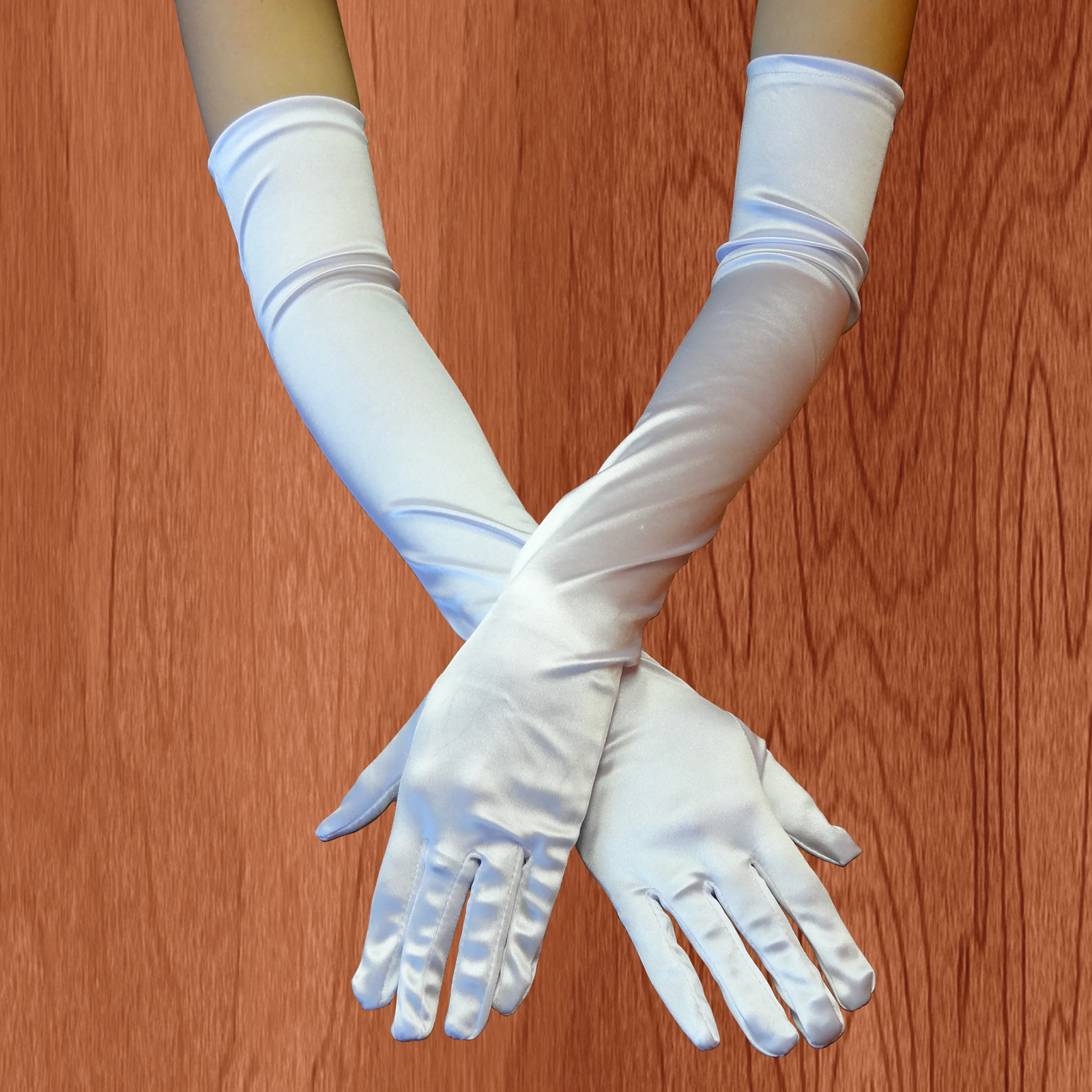 23″ WHITE LONG STRETCH SATIN BRIDAL WEDDING PROM PARTY GLOVES SEXY COSTUME OPERA
