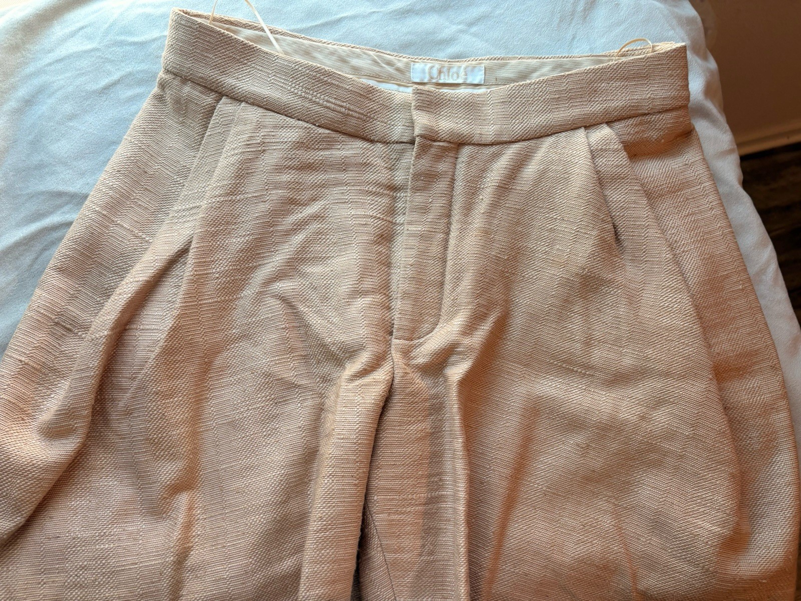 Auth CHLOE Beige Lining BELTED TWEED Shorts Pants 40 (L) Women’s Used