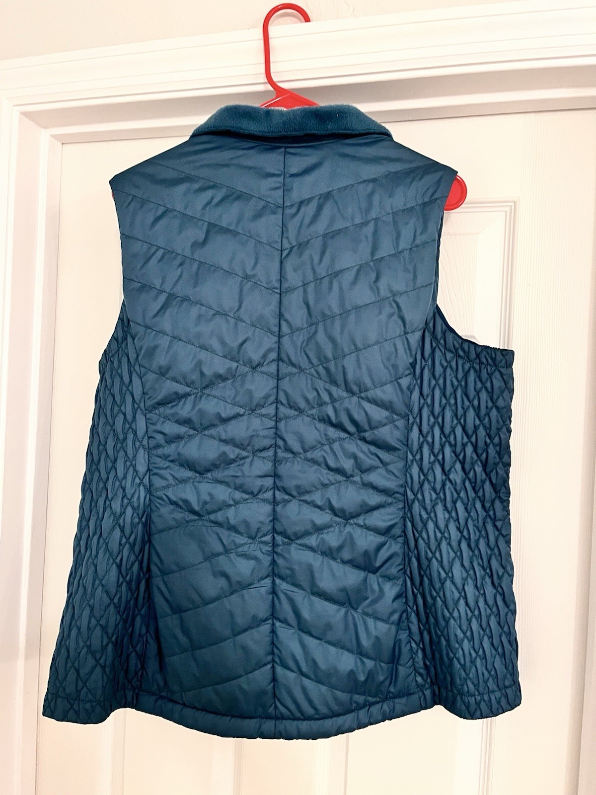 L.L.Bean Women’s Quilted Fleece Lined Vest Teal Zip Front XL Regular YKK