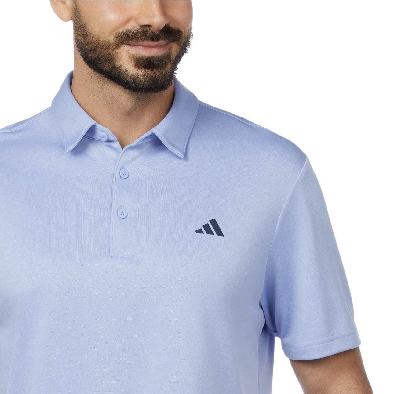 adidas Men’s Regular Fit 3-Button Placket Golf Polo Light Blue. Size Medium