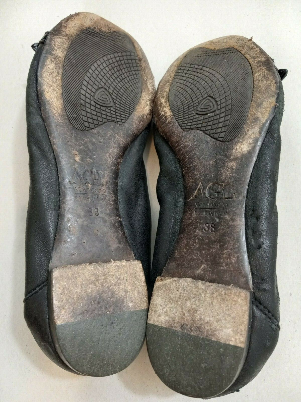 AGL Attilio Giusti Leombruni Women’s Black Leather Ballet Flats Size 38 US 8