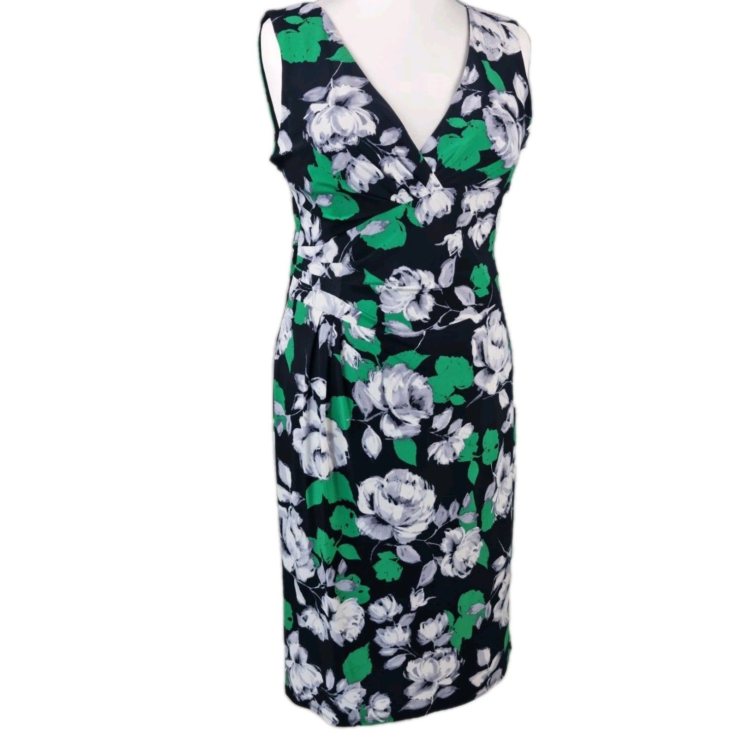 Phase Eight Green Floral Wrap Dress UK 16 Midi Occasion Wedding Guest Party