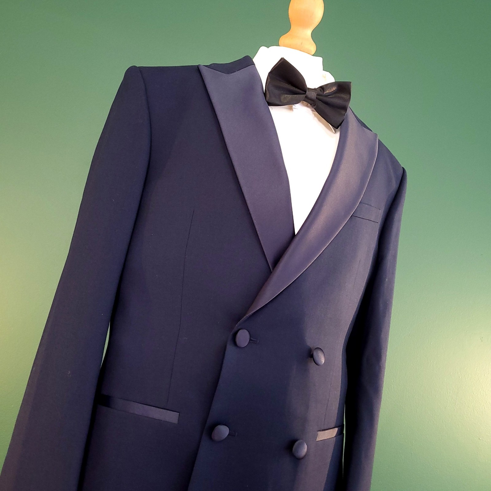 Marks & Spencer Tuxedo Dinner Jacket Mens 40R Slim Fit Navy Double Breasted