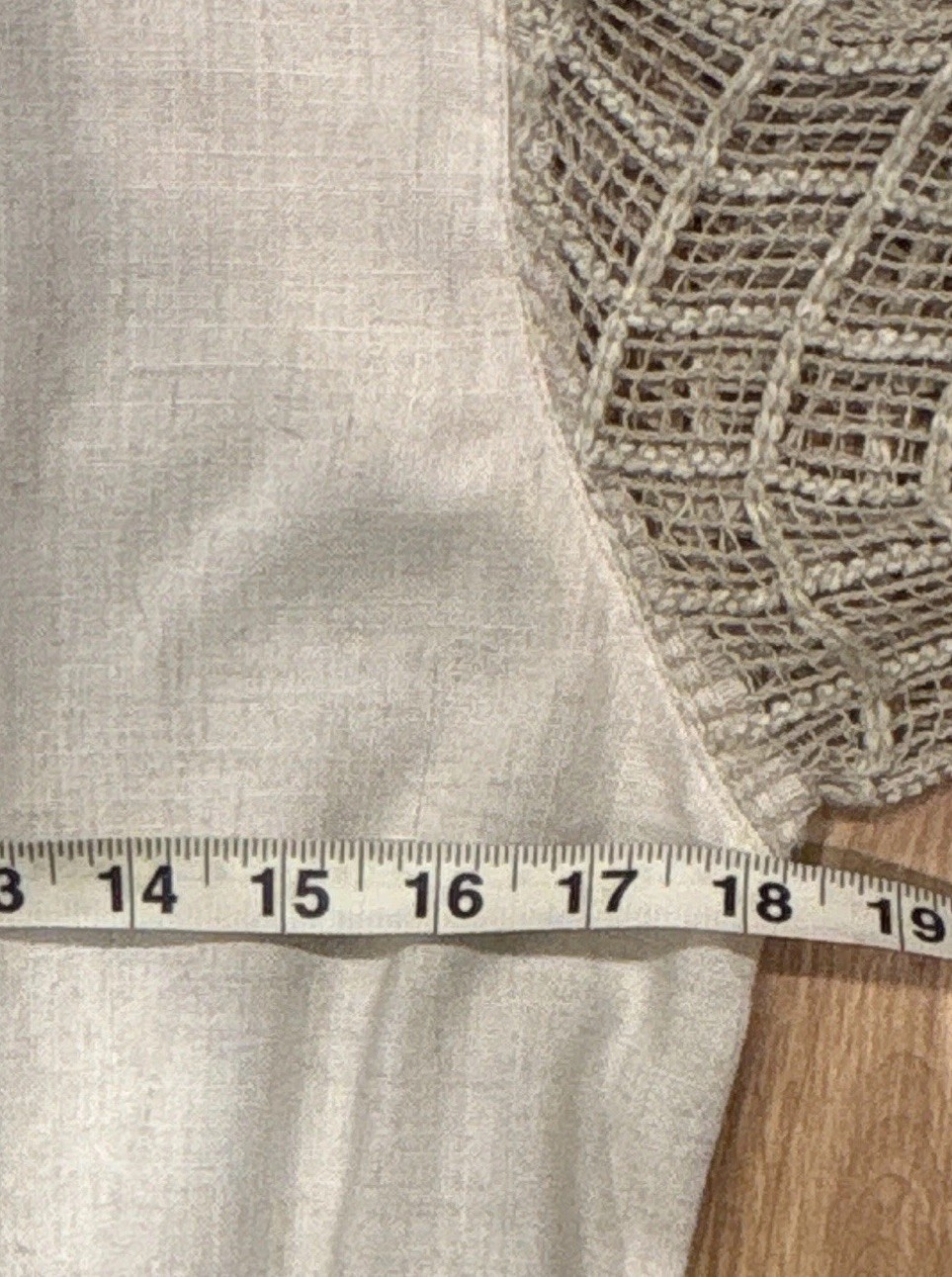 Vintage Beige Linen A-Line Collared Button Front Dress Short Sleeve 9-10