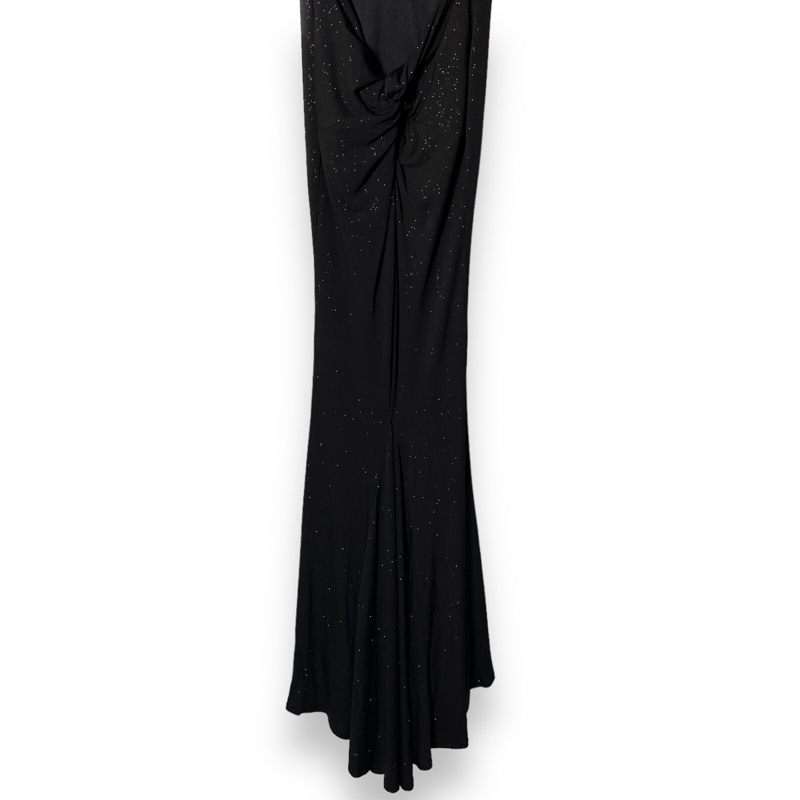 Ladivine By Cinderella Divine Black Glitter Fitted Long Rauch Mermaid Dress S