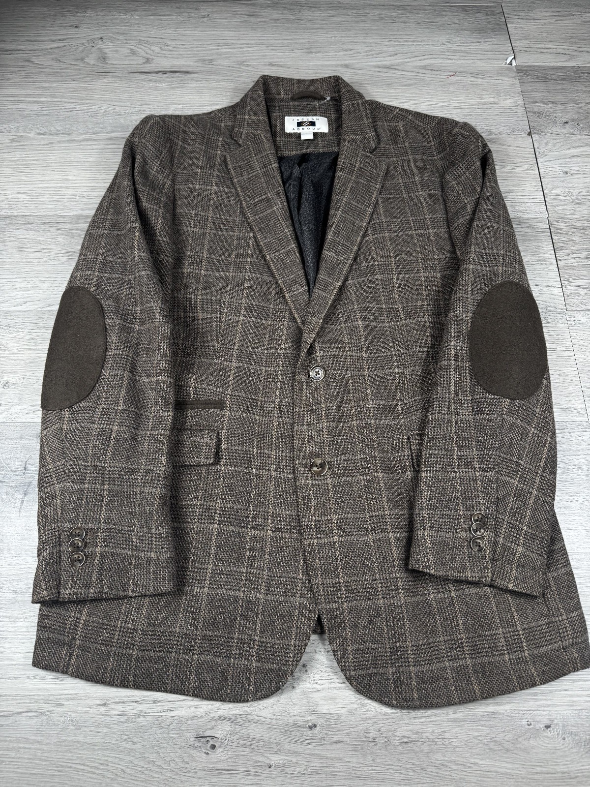 Joseph Abboud Blazer Mens L Sports Coat Herringbone Tweed Jacket Elbow Patches