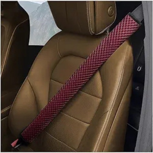 Extra Long Soft Car Seat Belt Cover Pad, 2PCS Vehicle Shoulder Color: Wine Red