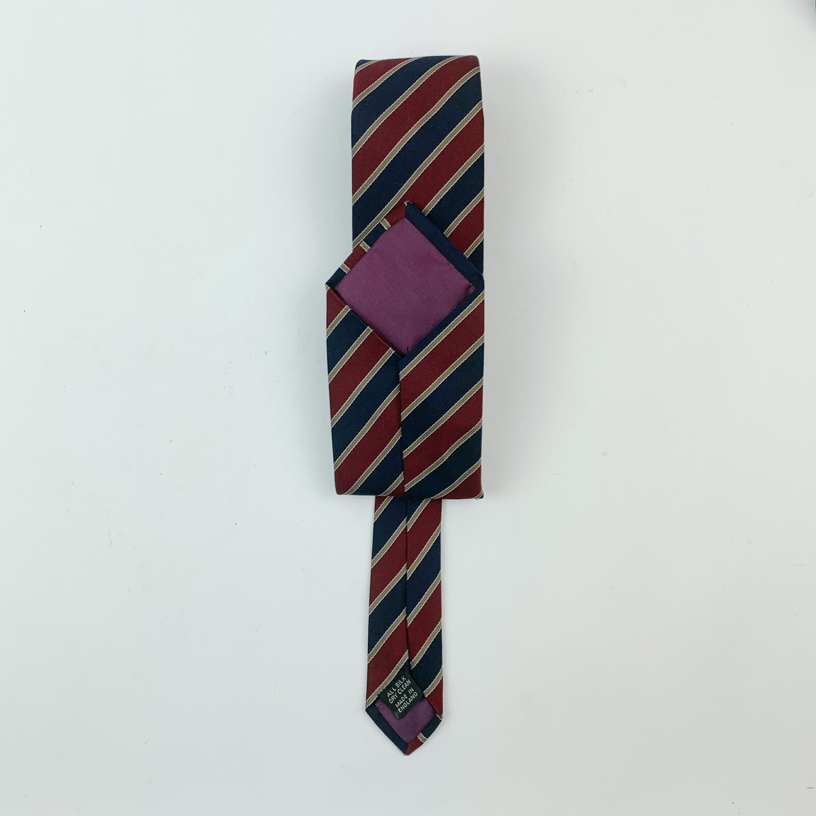 Jack Henry Men’s Tie 100% Silk Diagonal Blue Red Stripes Made in England 58 x 3″