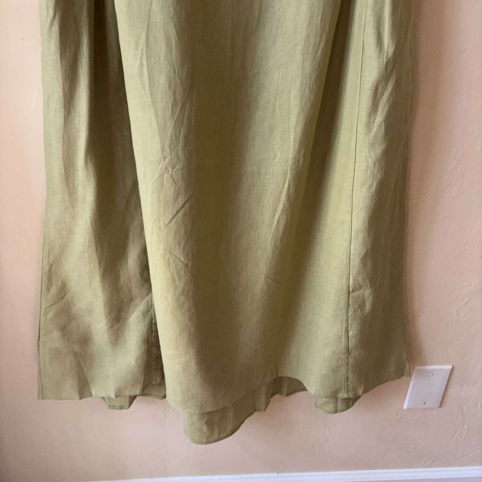 NWT LINTICO 100% Linen Sleeveless A-Line Maxi Dress Sage Apple Green