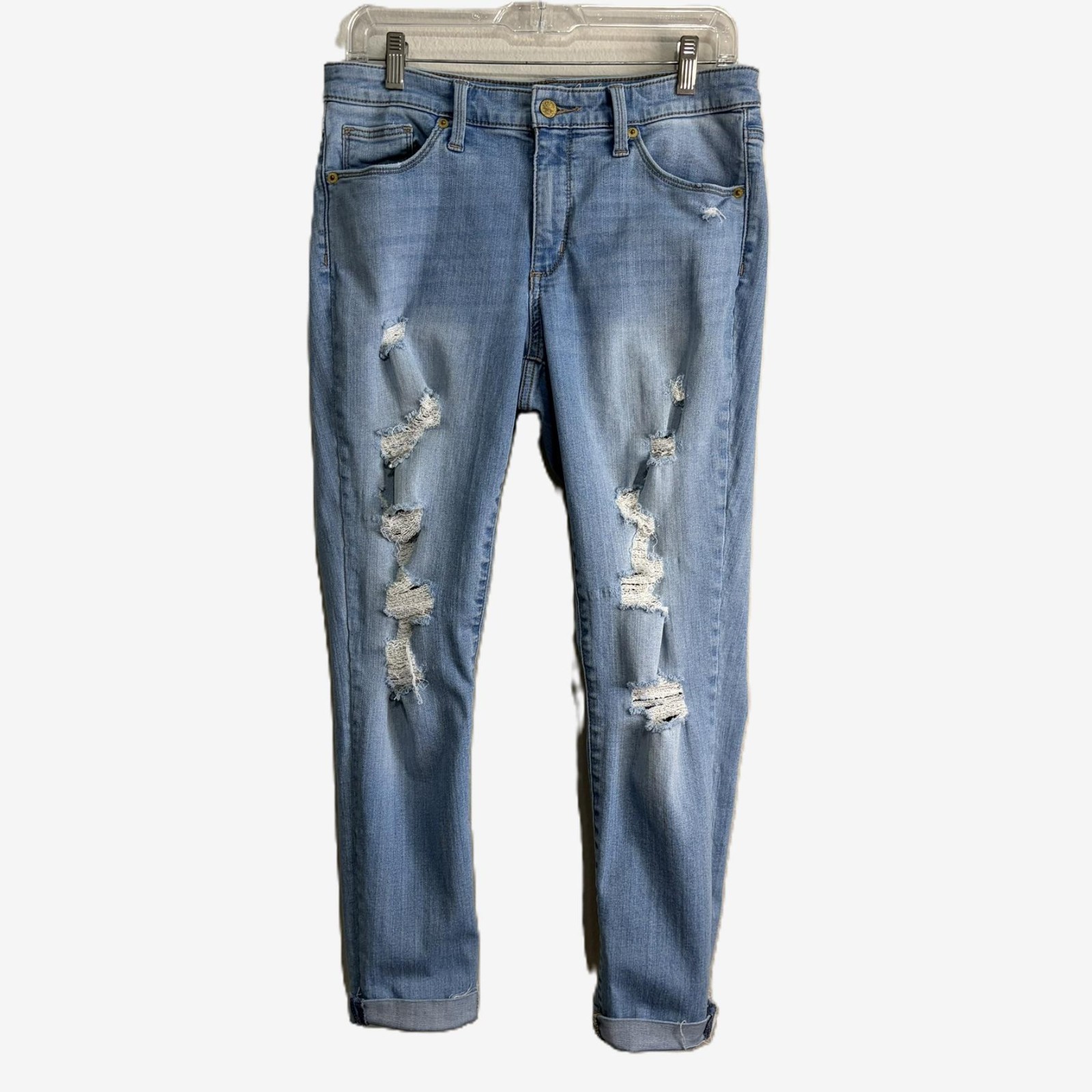 Universal Thread Women’s Mid Rise Skinny Jeans Distressed Light Wash 10 30R EUC