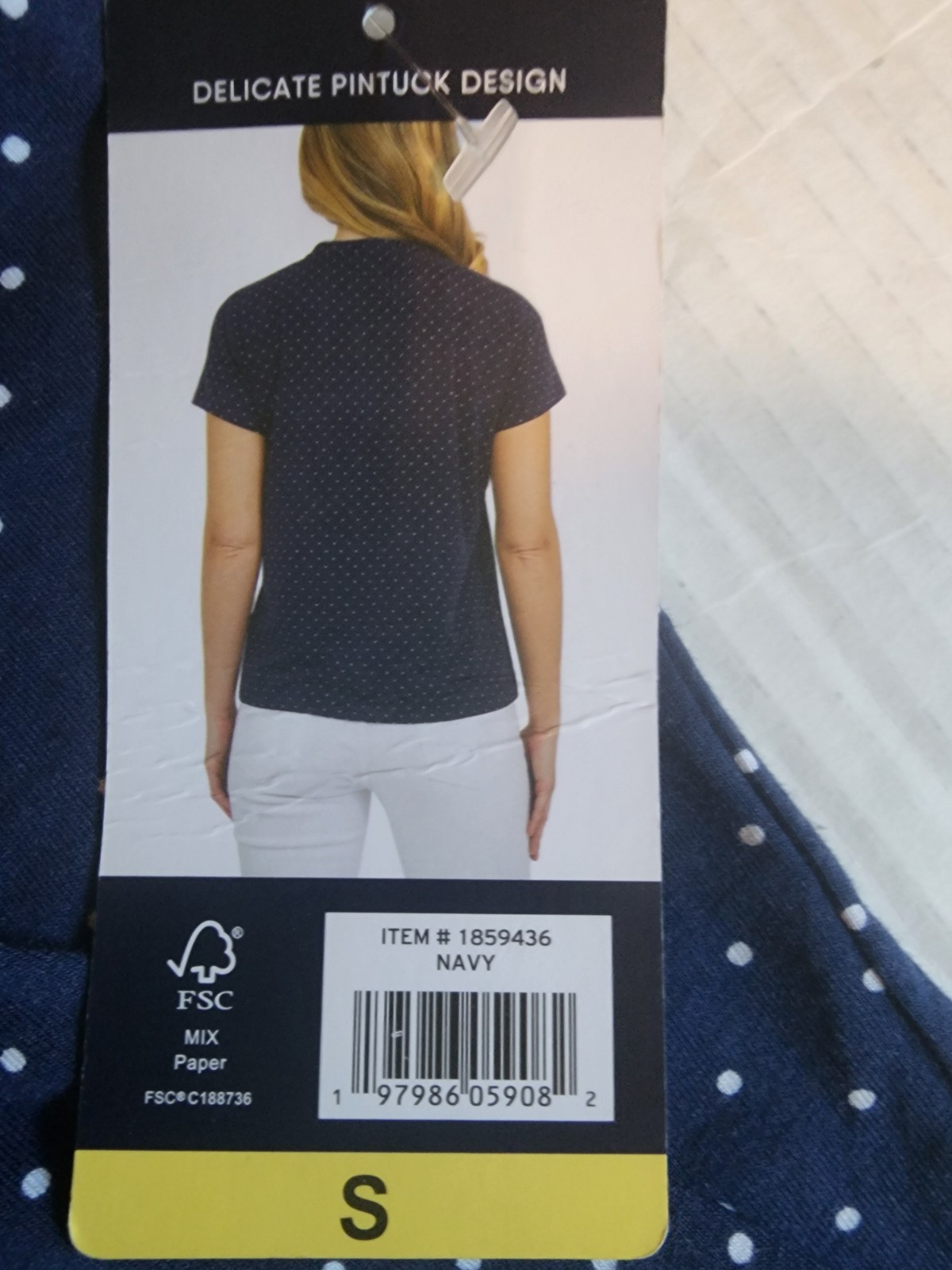 NWT Lands End Womens Sz Sm Blouse Navy Blue Polka Dots