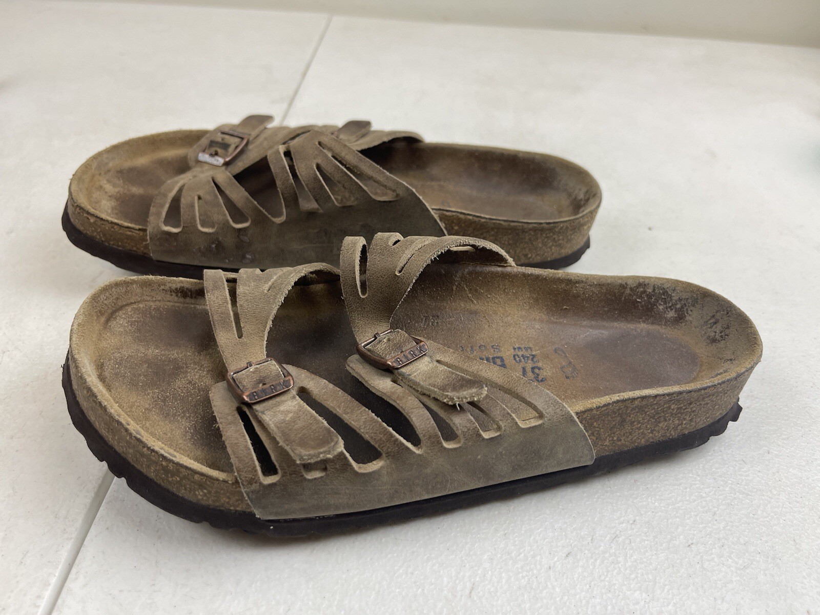 Birkenstock Granada Tobacco Brown Oiled Leather Slide Sandals Womens 37 240 L6