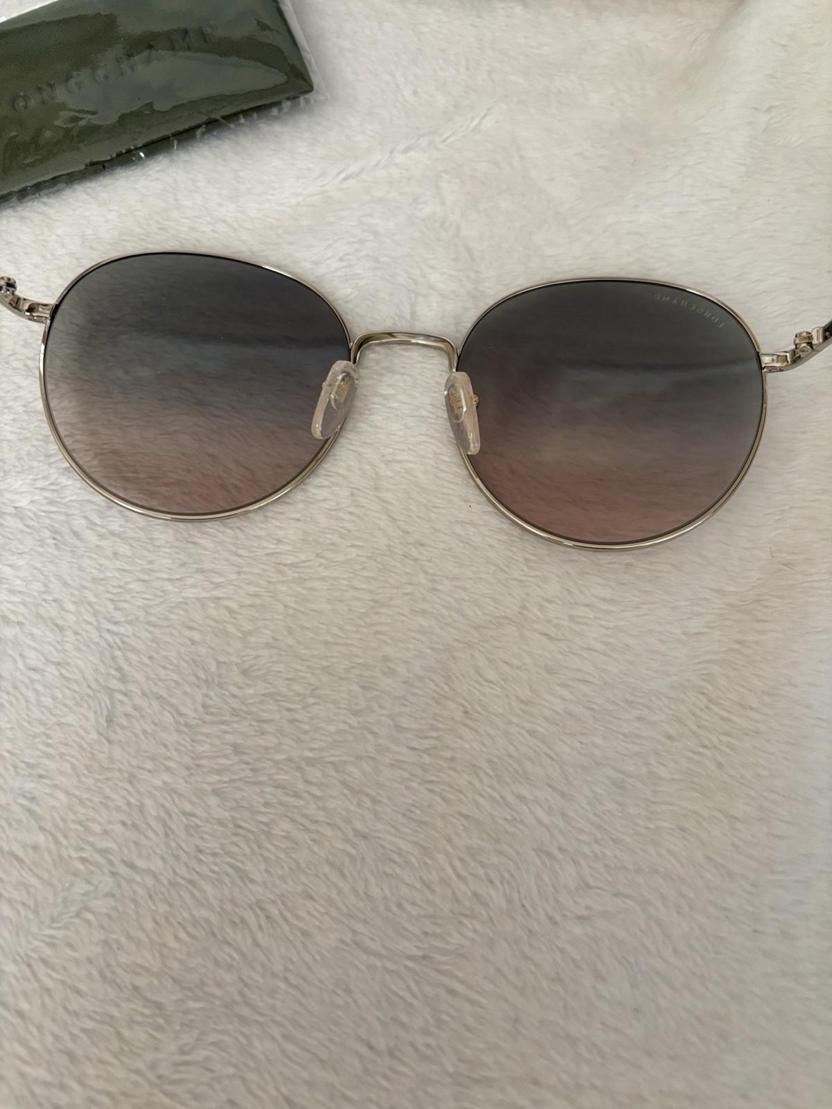 Longchamp LO101S Round Metal Sunglasses Gold Frame Brown Gradient Tinted 135