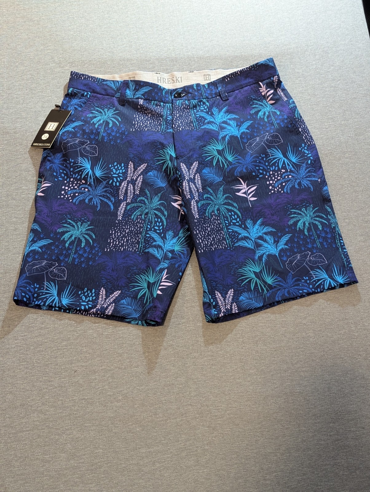 Hareski Lined Swimming Trunks Tropical Palm Trees Size 34 NWT