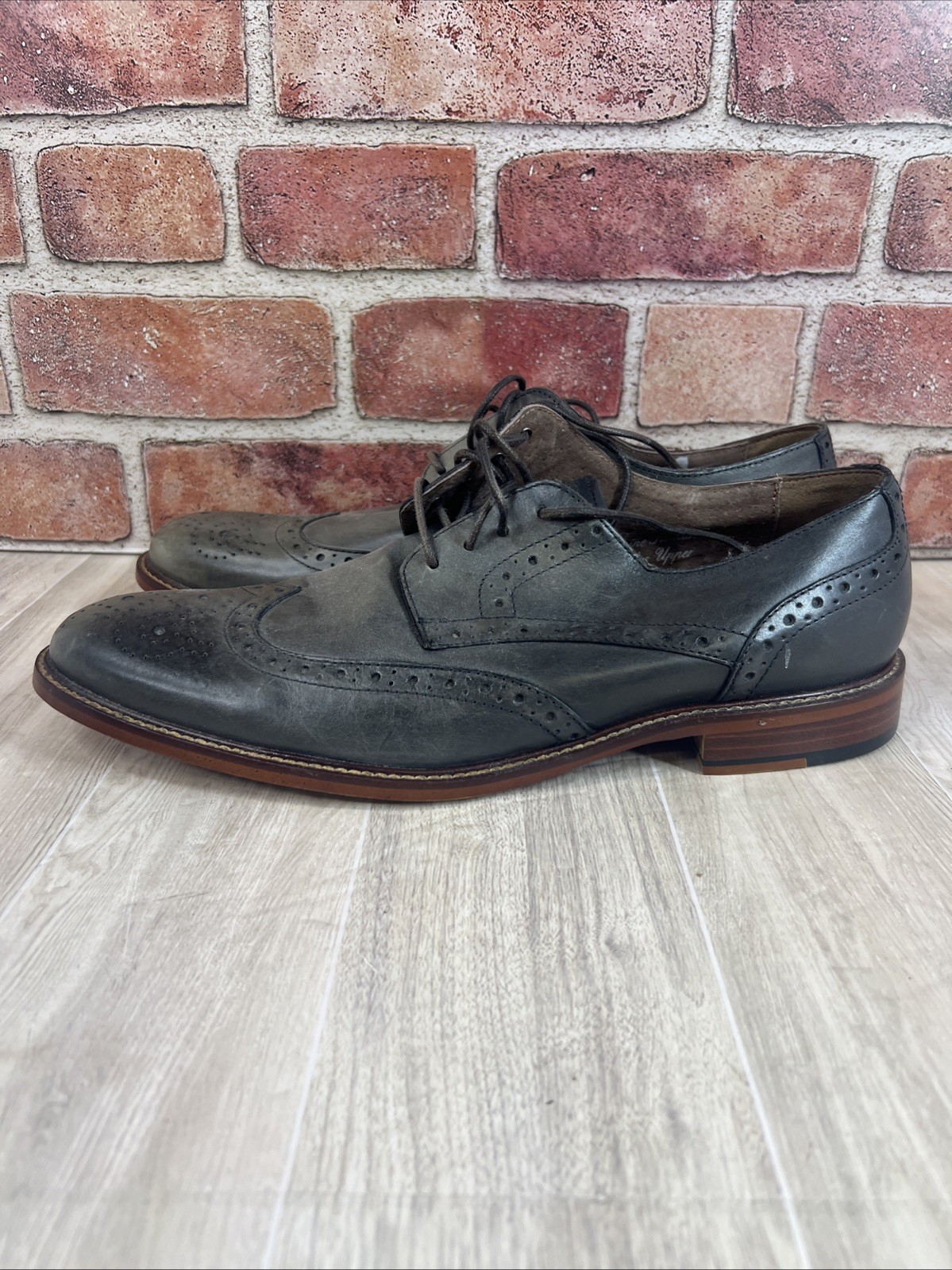 Joseph Abboud Mens Shoes Derby Oxford Gray Lace Wingtip Leather Size 10