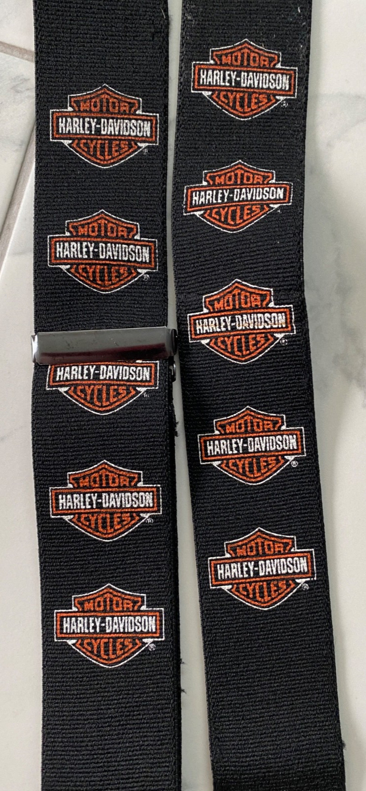Vintage Harley-Davidson Black and Orange Logo Suspenders/ Trouser Braces