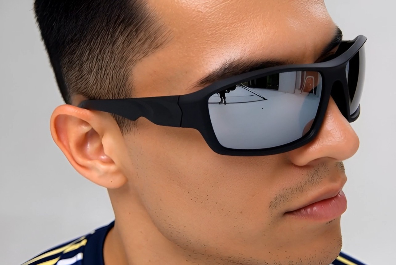 Driving Sunglasses Blue Mirror Lens Black Frame Classic Shades Confortable Sport