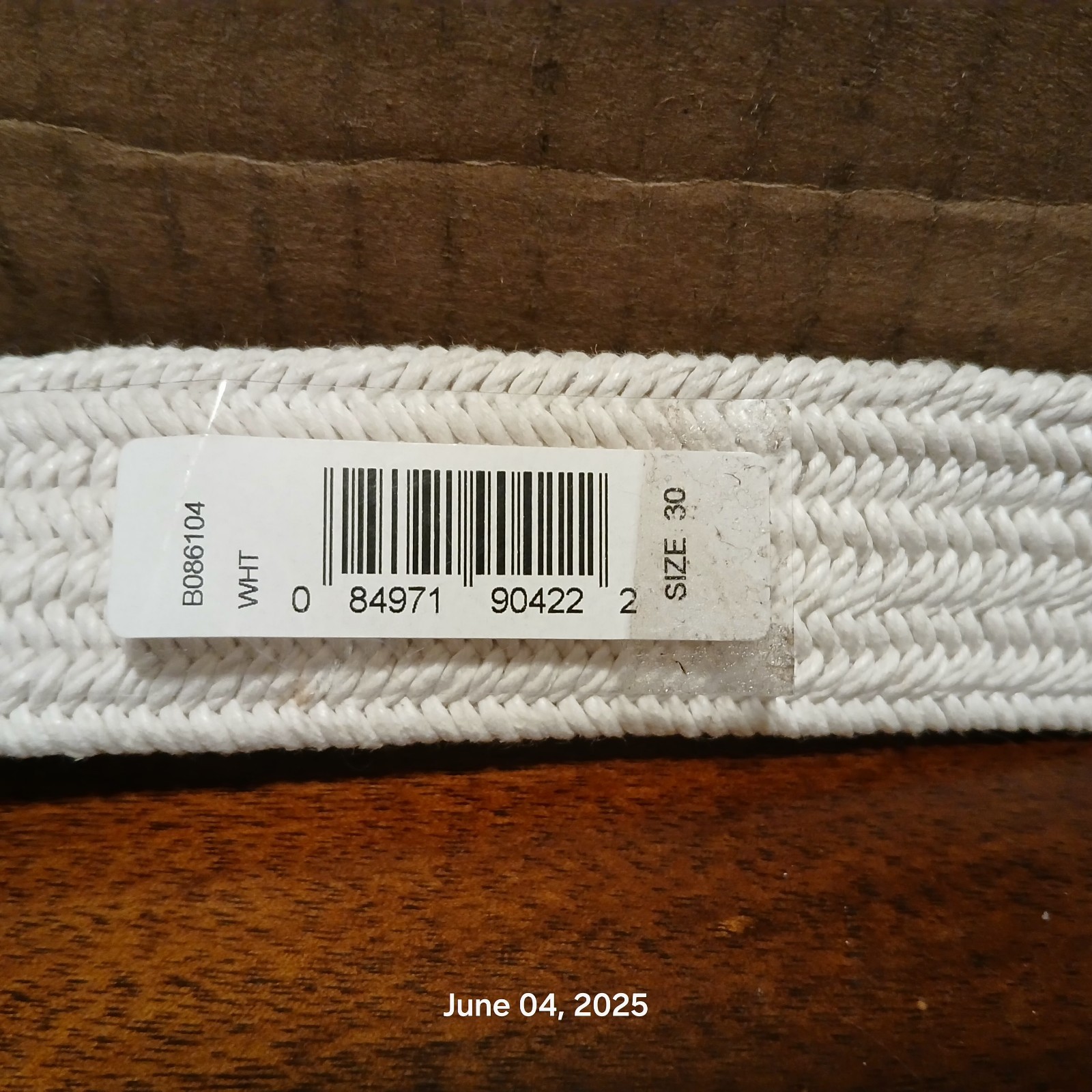 The Mens Store At Bloomingdales Stretch Braided Belt White, Sz 30, Cowhide.