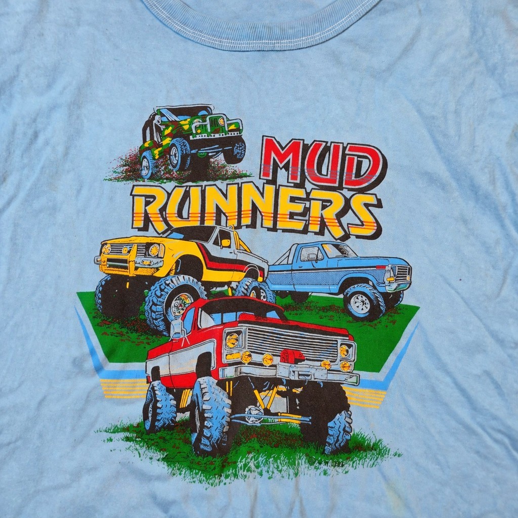 Vintage Mud Runners T-Shirt Men’s Large Blue 1989 4×4 Truck Graphic Made In USA