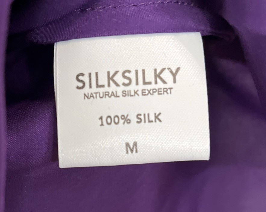NWT SilkSilky 100% Silk Chemise Nightgown Purple Lace Trim Back Size M