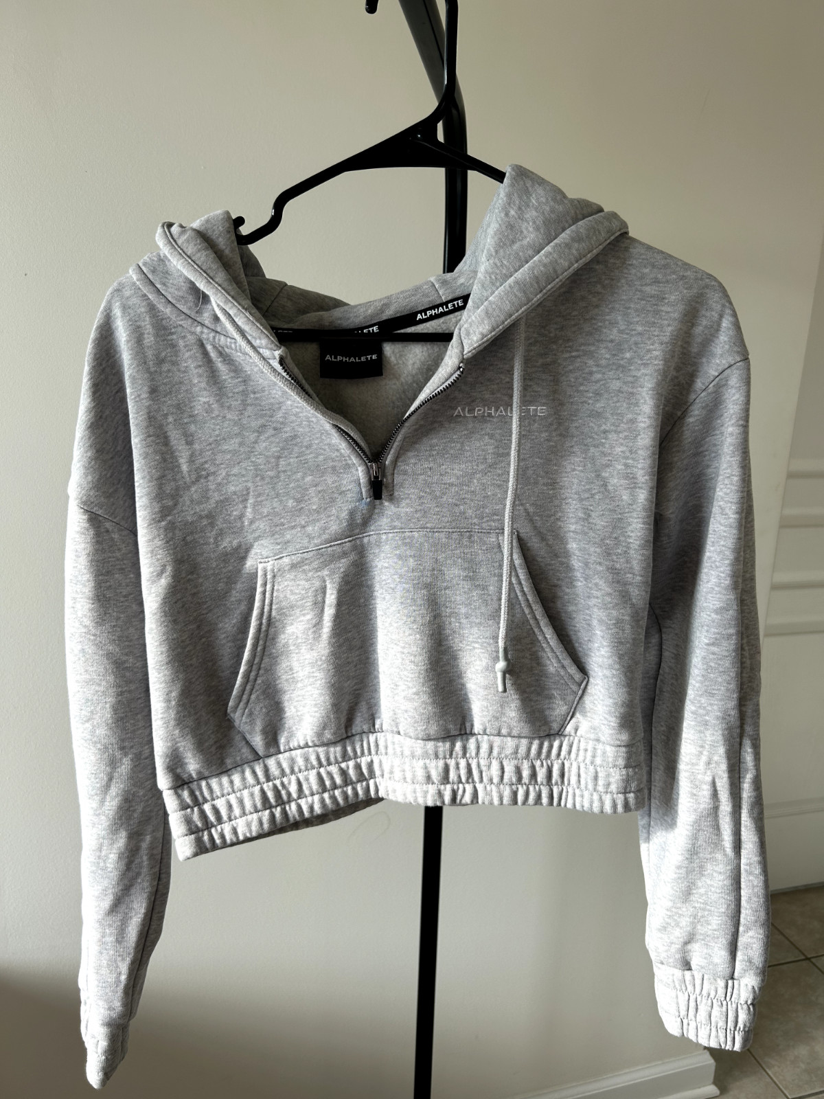 Alphalete Cropped Half Zip Hoodie, Grey, Size XS *see item description*