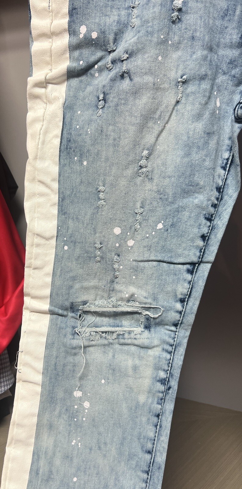 WAIMEA Lt. Blue Distressed Lycra Stretch Jeans Men Skinny Fit 34×32 “New-W-Tags”