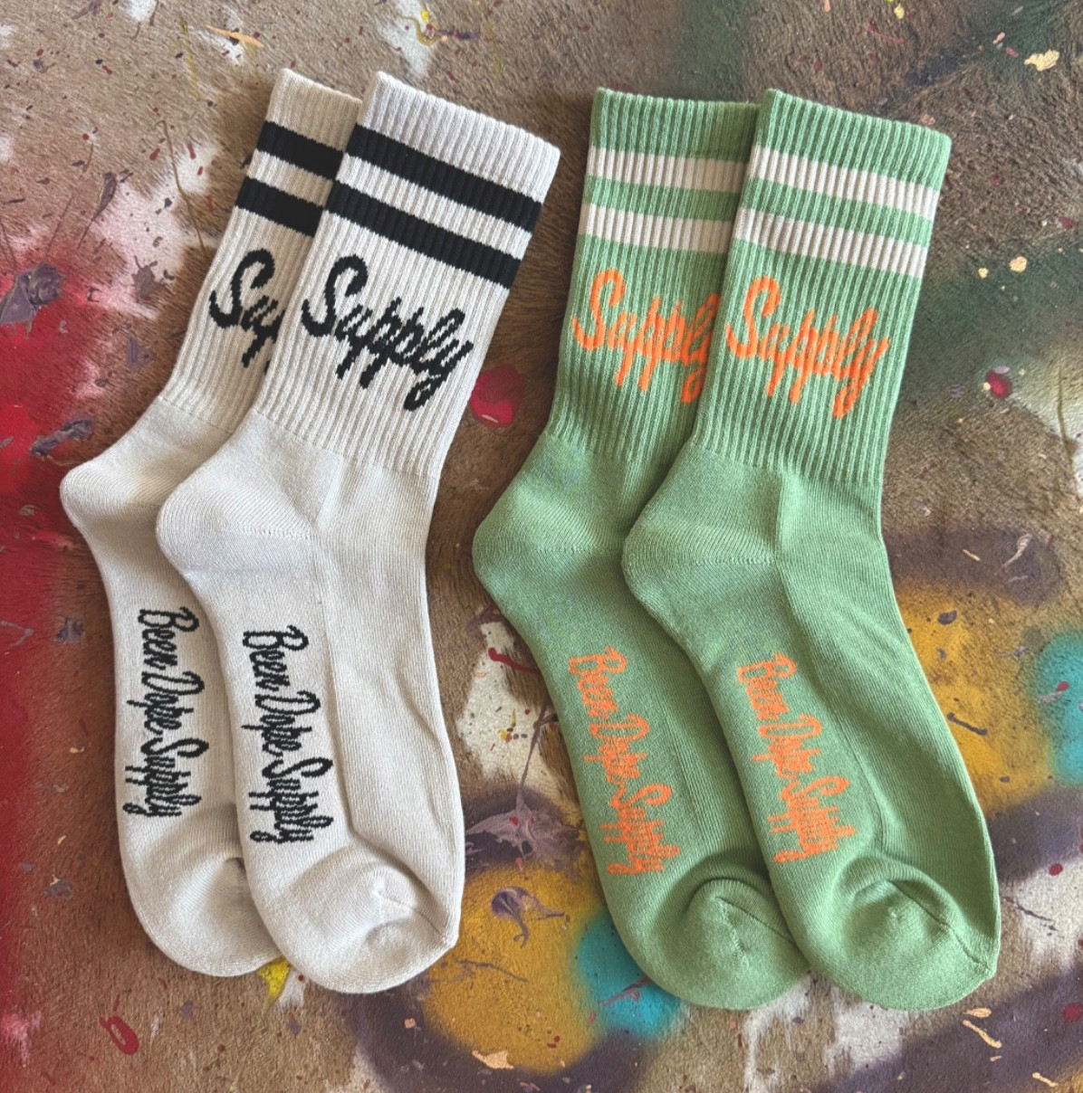 2 Pair Mens Classic Striped Crew Socks Army Issued Been Dope Supply Size 10-13