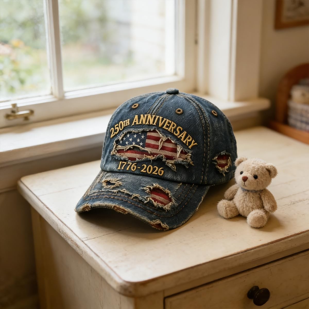 USA 250th Anniversary Distressed Casual Cap, 17762026 Anniversary USA hat, Tr…