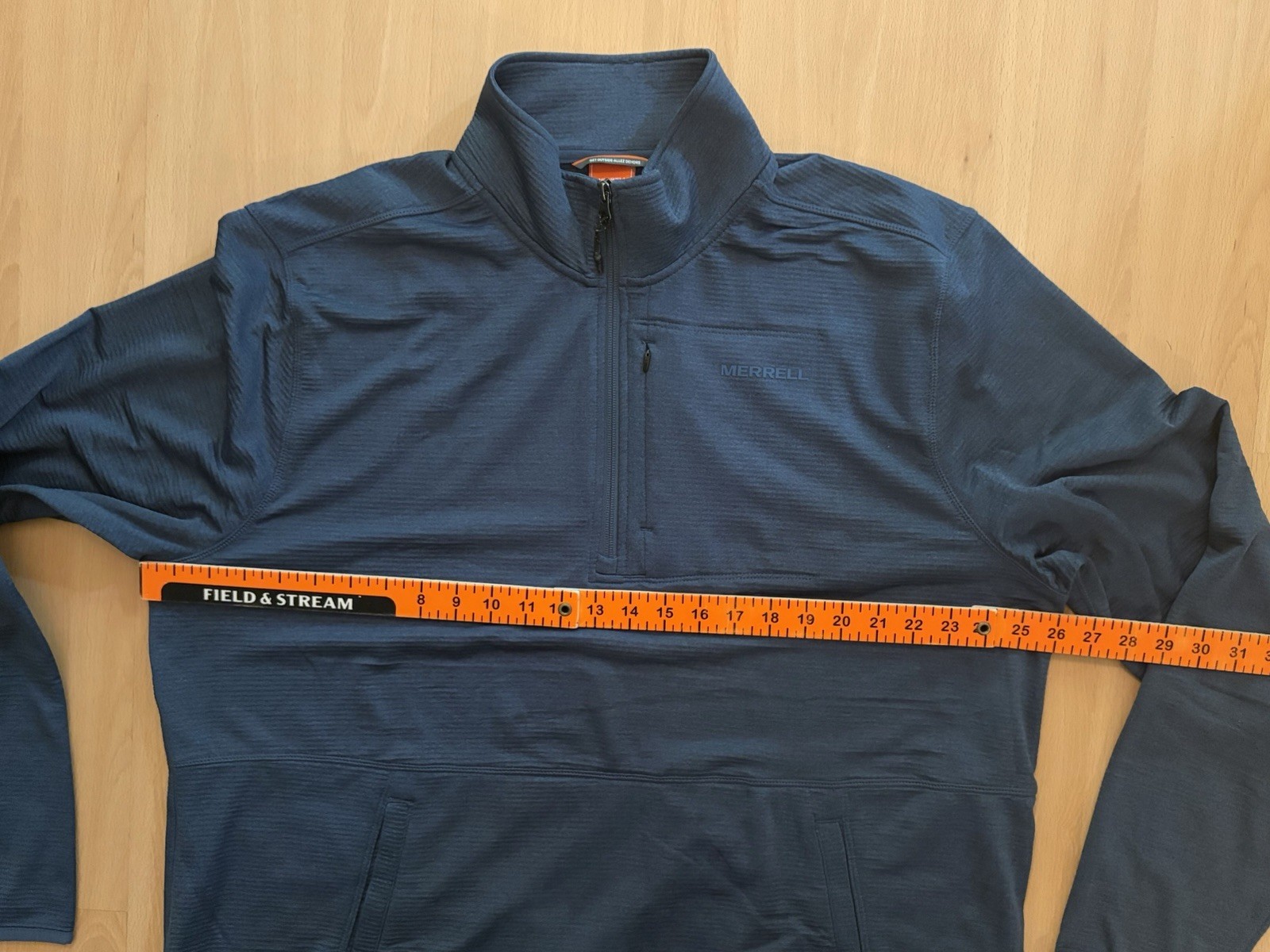 Merrell 1/4 Zip Pullover Mens XXL Blue Grid Fleece Performance Hiking Jacket