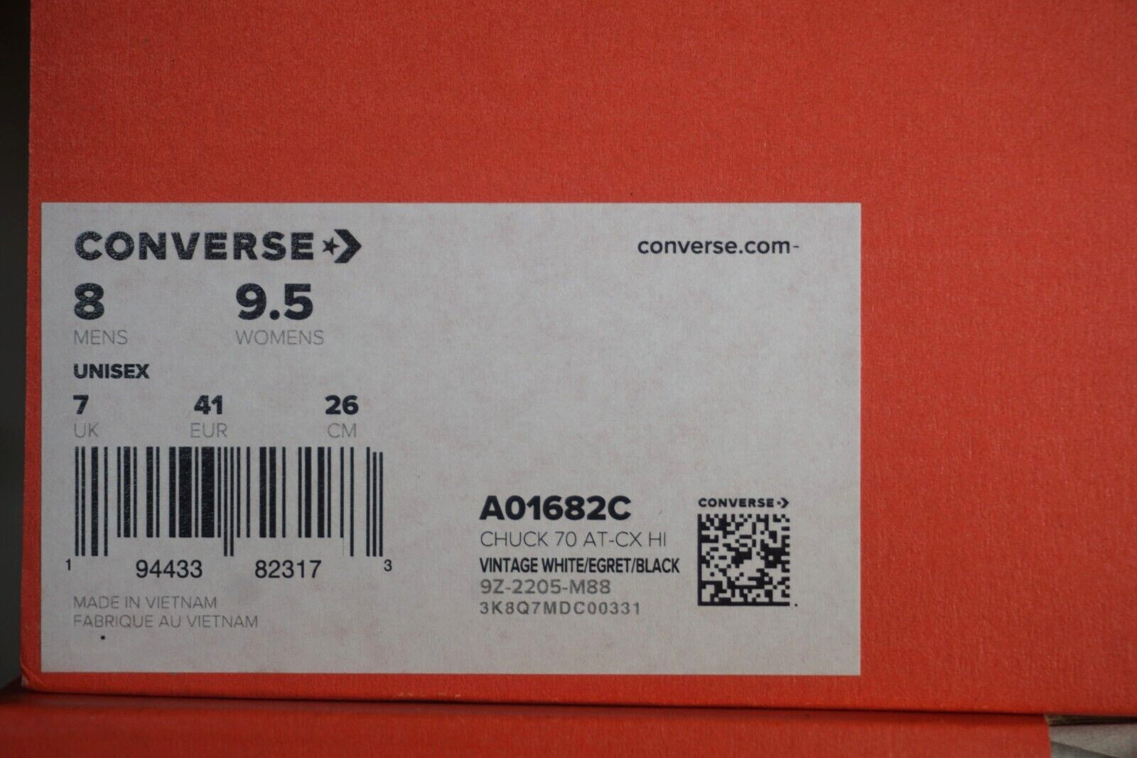 Converse Chuck 70 AT-CX A01682C White Egret High Top Shoes Size 8M 9.5W