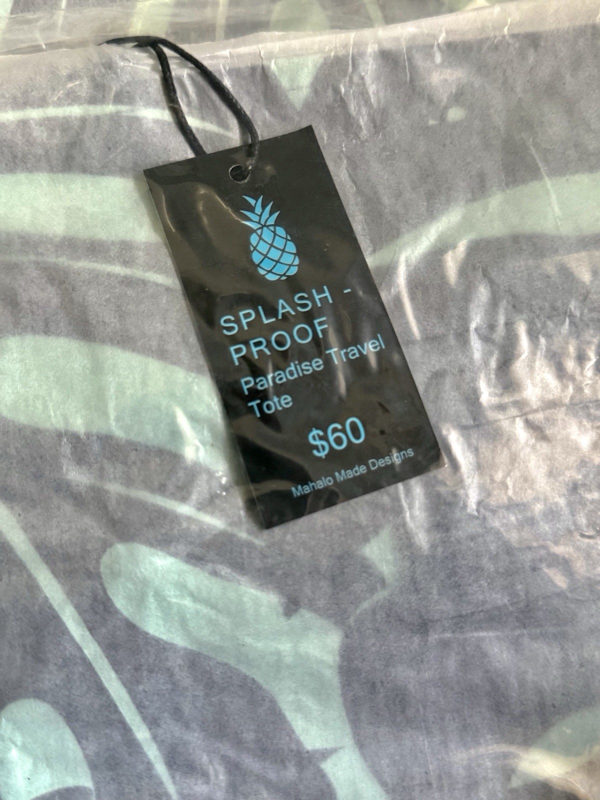 Splash-Proof BEACH Bags! Tote + Clutch (Pouch) Black/Green Monstera