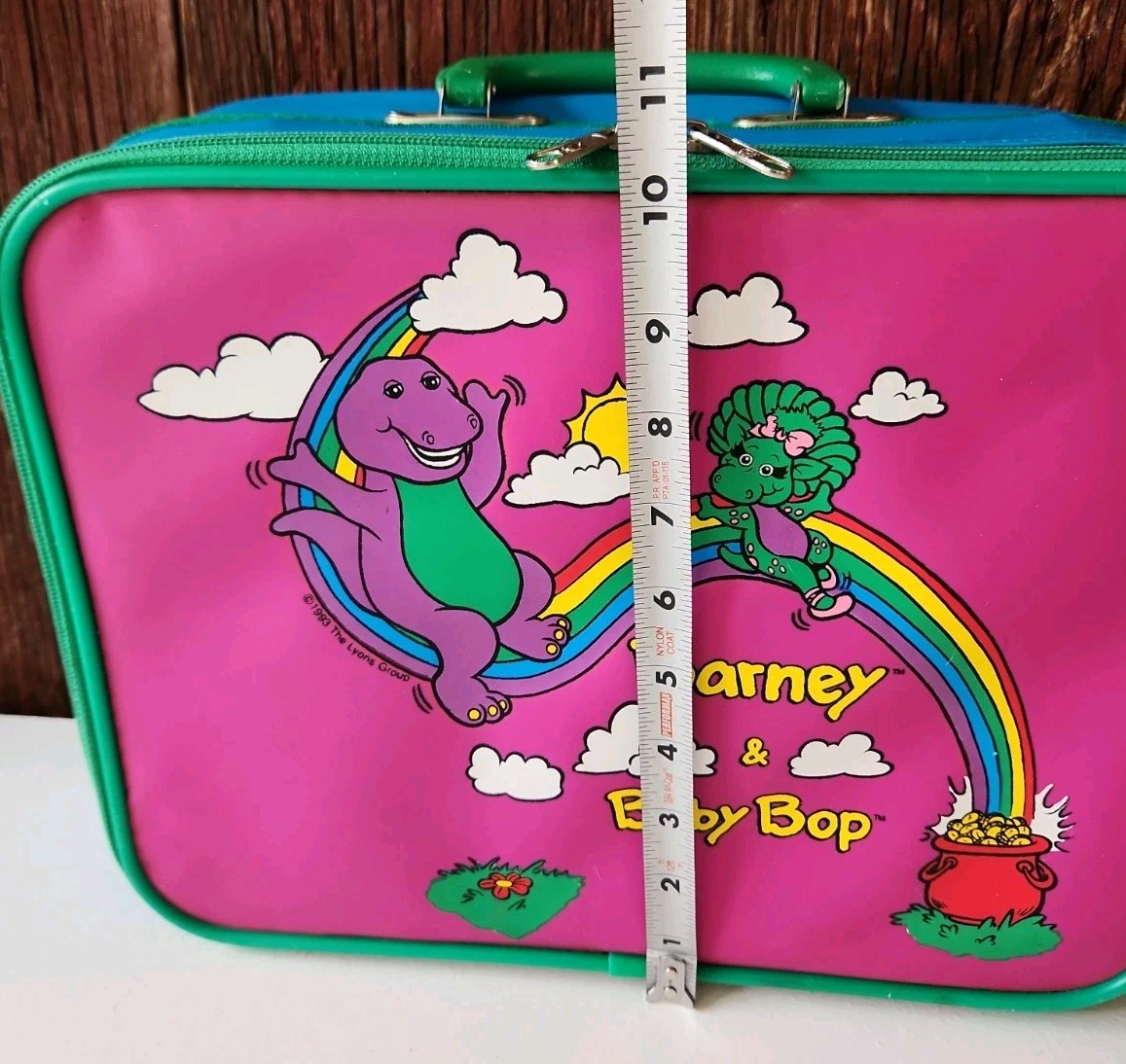Vintage Barney & Baby Bob Kids Suitcase Multicolors 13×10.5 Inches