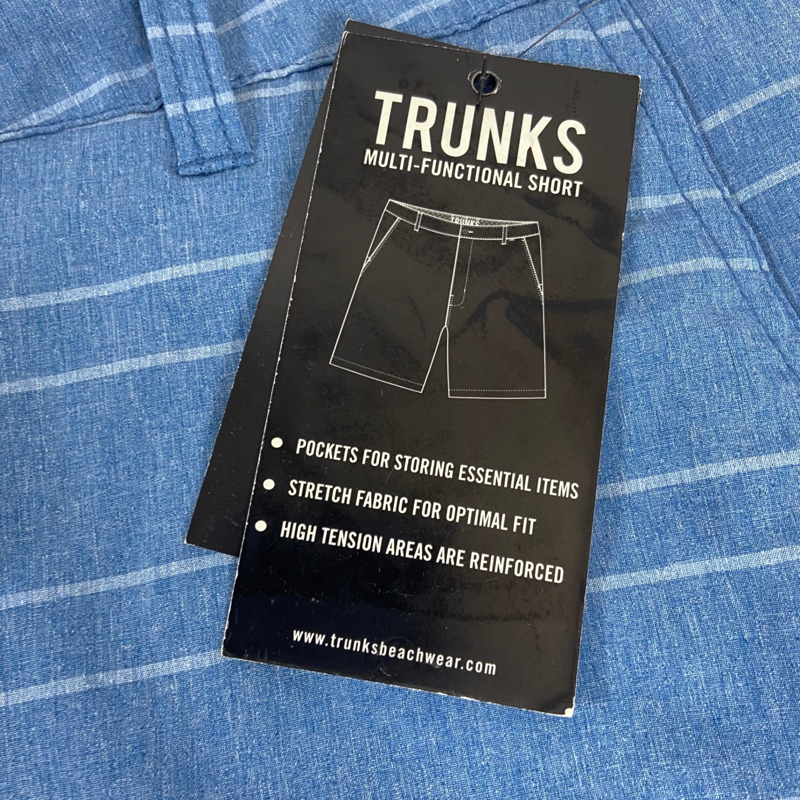 Trunks Mens 36 Blue Striped Multi-Functional Hybrid Shorts NEW Stretch Quick Dry