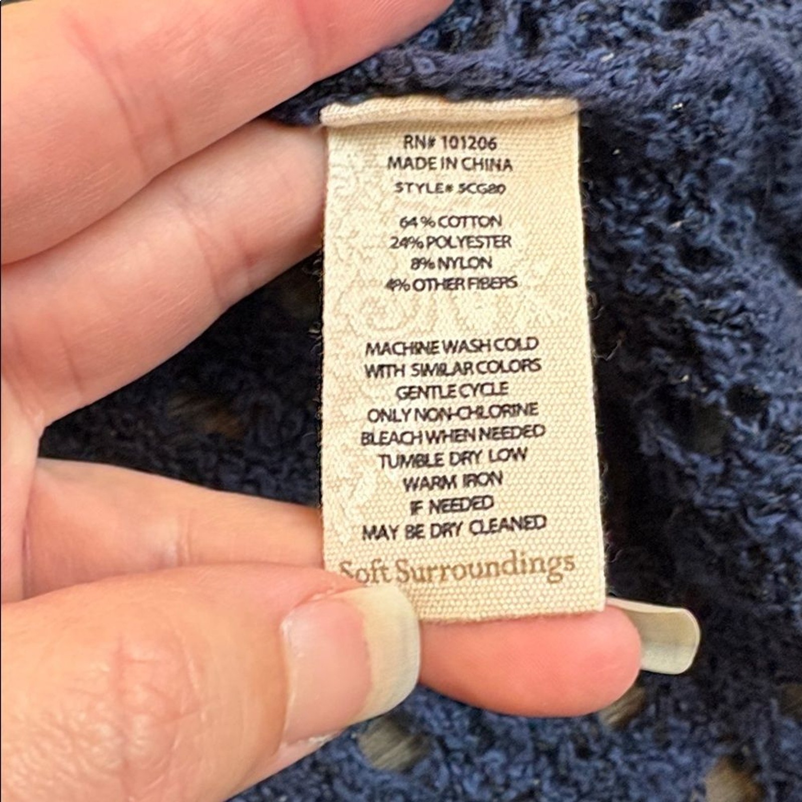 Soft Surroundings Teresa Crochet Cardigan Women’s 2X Deep Blue