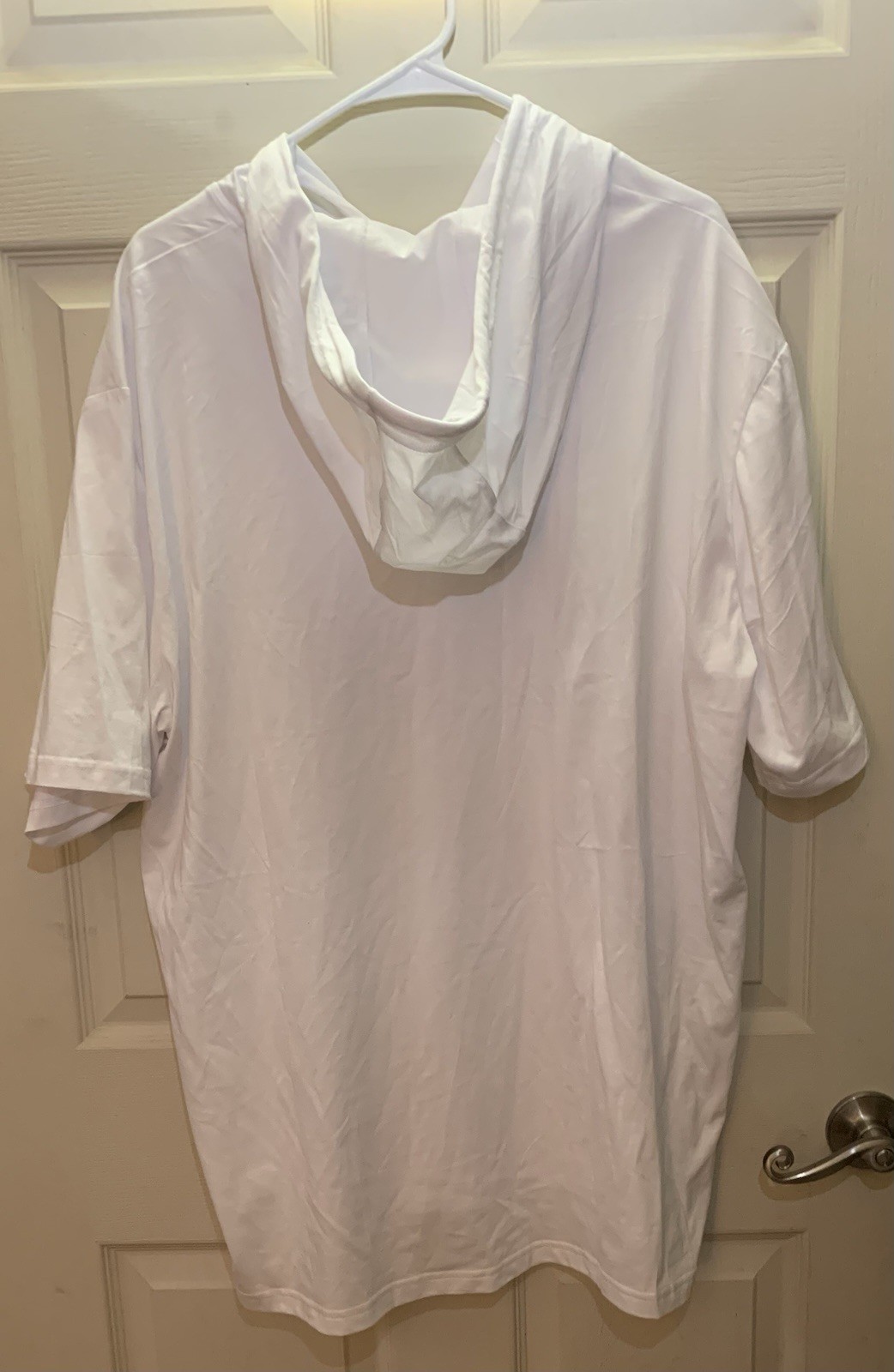 Mens NWT 2X Short Sleeve White Hoodie By Tacvasen 100% Cotton