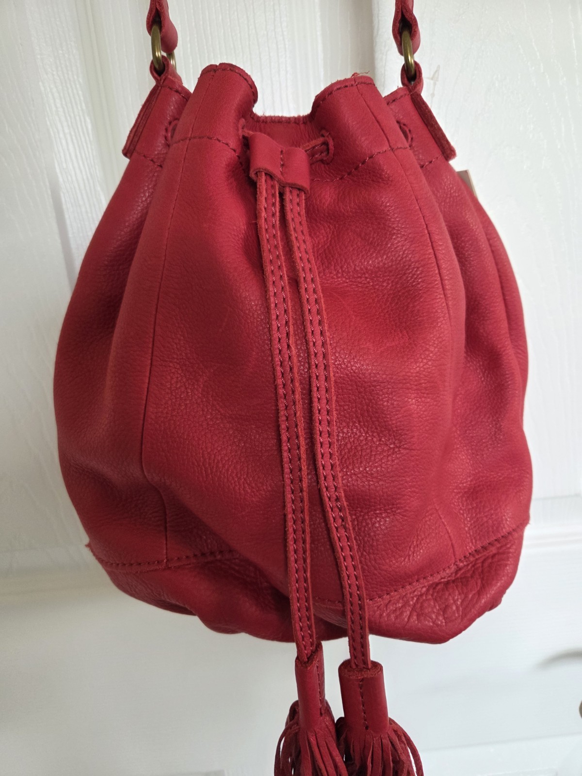 LUCKY BRAND Harper Bucket Bag Red HKW0221 NWT