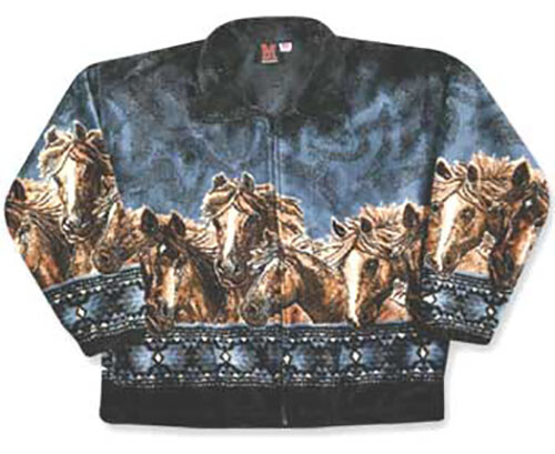 Black Mountain Horse Delight Ultra Plush Fleece Jacket New XS – XL