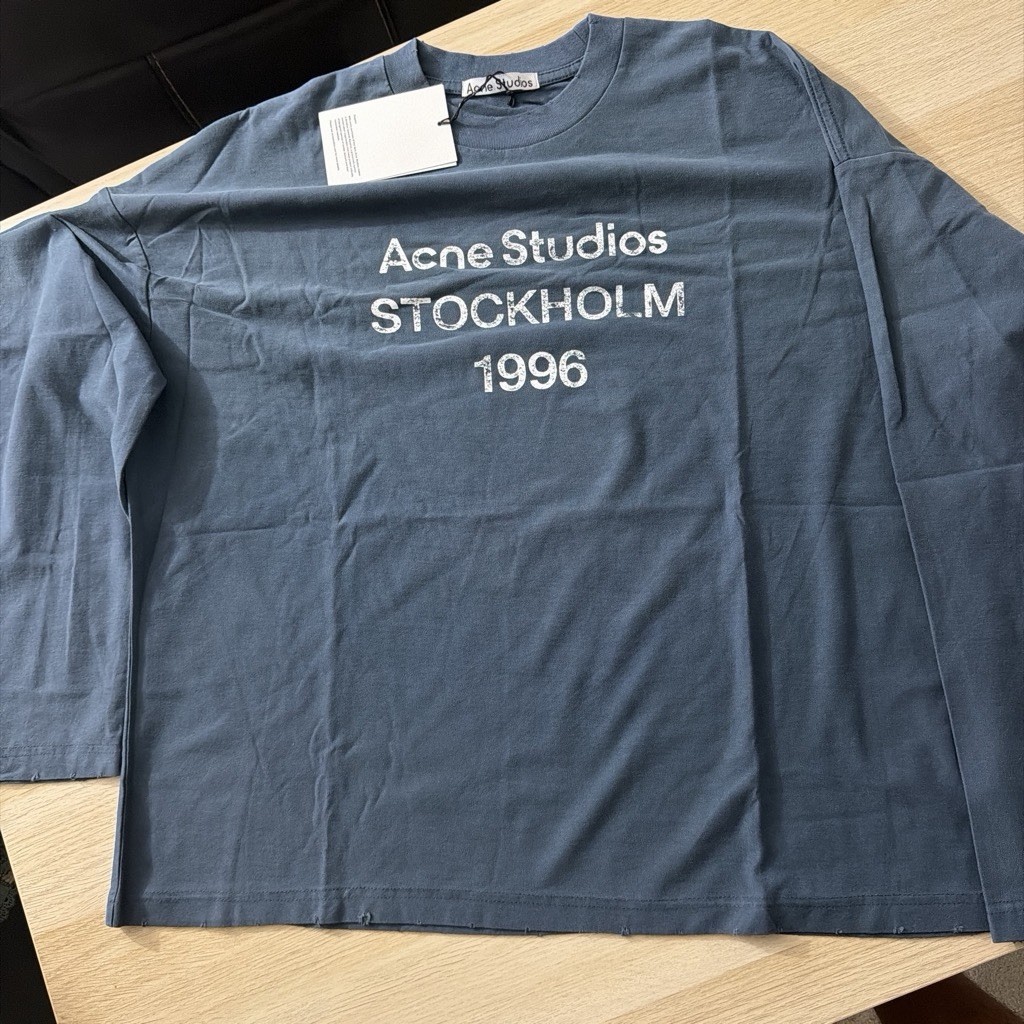 Acne Studios Stockholm 1996 Long Sleeve Navy T-Shirt two sizes available M and L