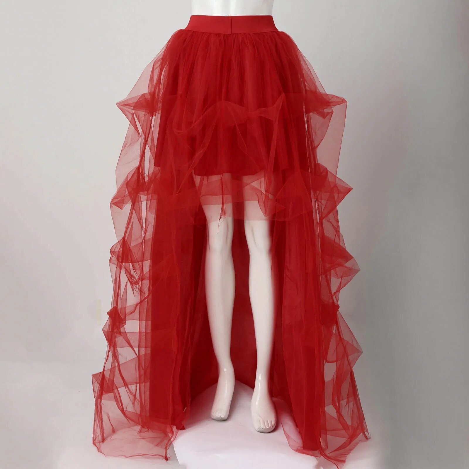 Sexy Black High Split Women Tulle Maxi Skirts Party Puffy Long Tulle Skirts Mesh