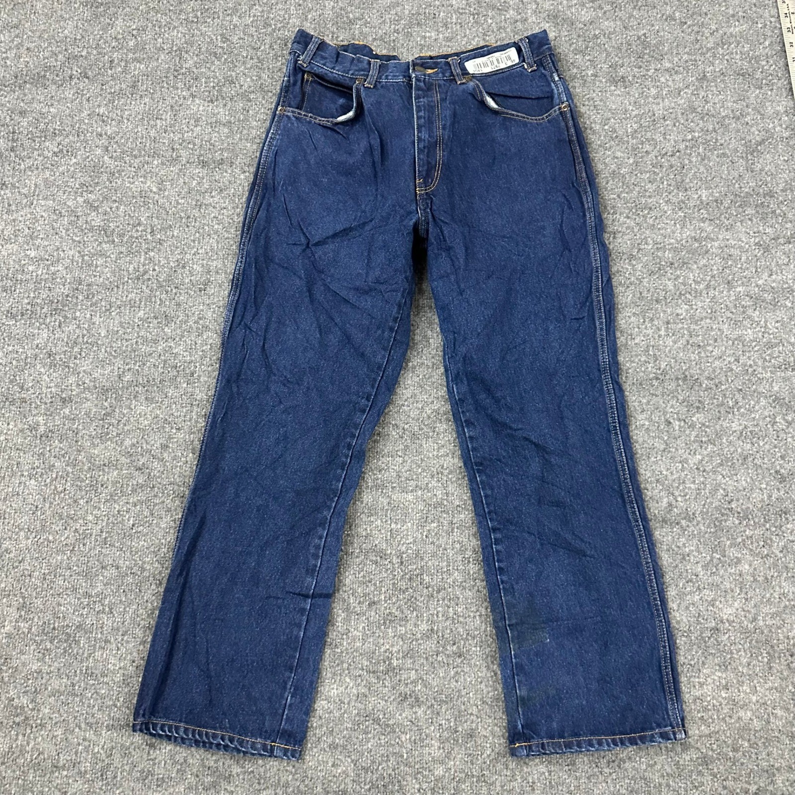 Cintas Jeans Mens Size 34×30 Dark Wash Durable Press Cotton Straight Leg