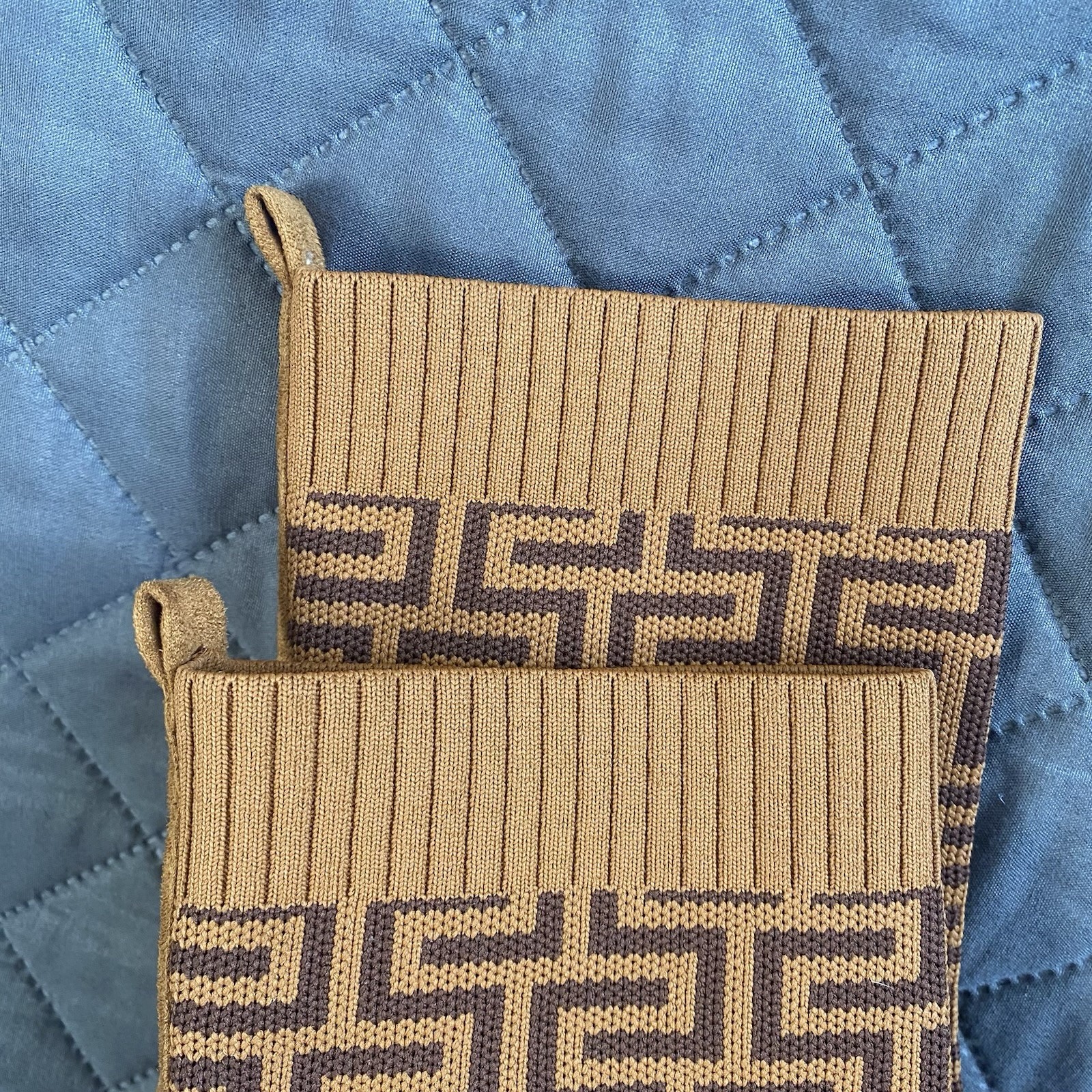 C. Malandrino Monogram Logo Heeled Ankle Sock, Knit, Suede Tan/Brown Boot SZ 8.5